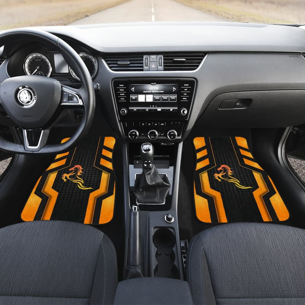 Black Orange Horse Mustang Metallic Style Printed Car Accessories Car Floor Mats
