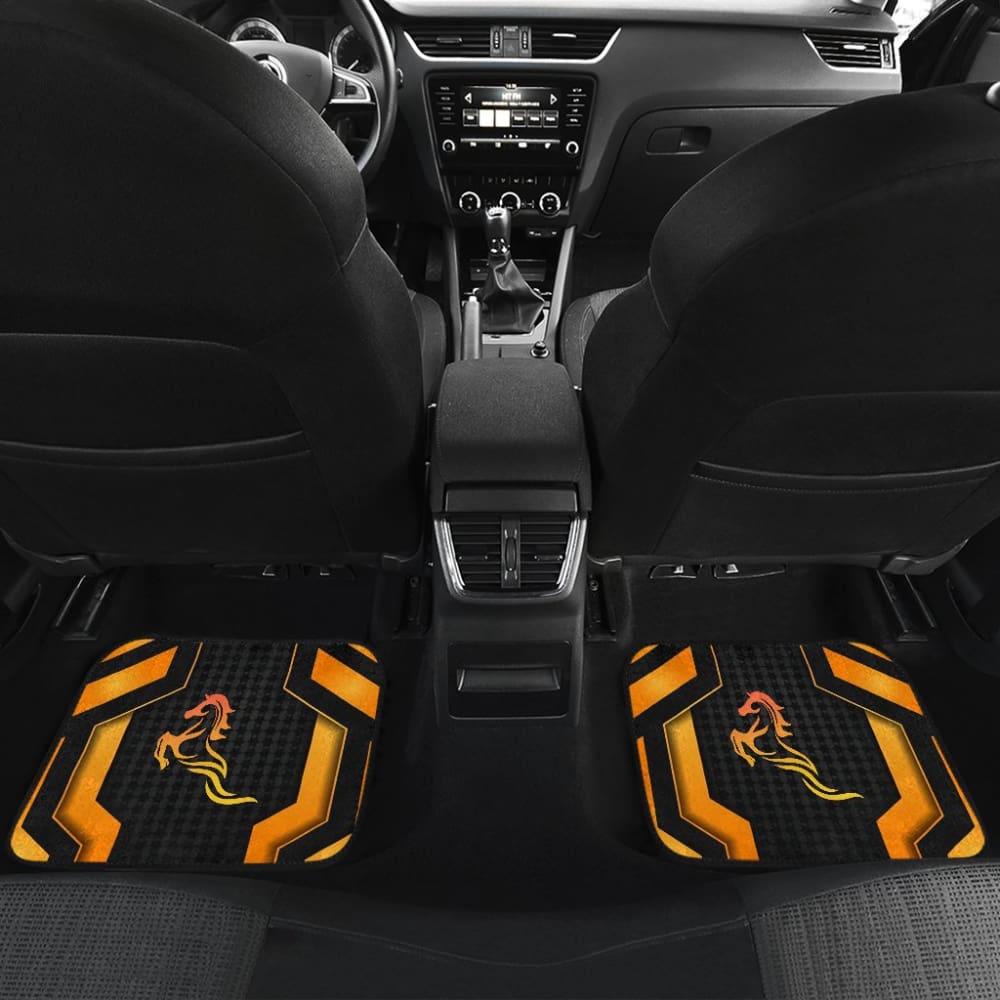Black Orange Horse Mustang Metallic Style Printed Car Accessories Car Floor Mats
