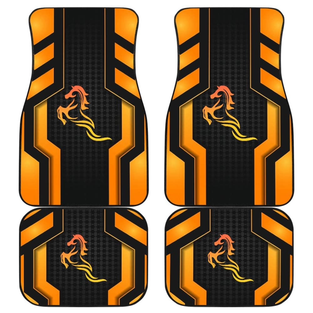 Black Orange Horse Mustang Metallic Style Printed Car Accessories Car Floor Mats