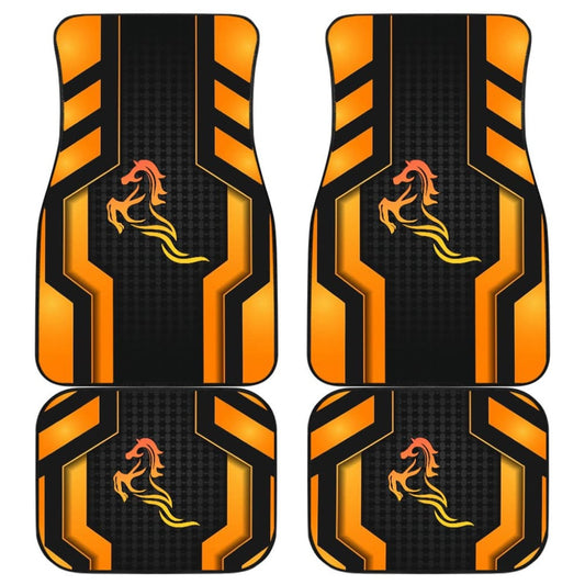 Black Orange Horse Mustang Metallic Style Printed Car Accessories Car Floor Mats