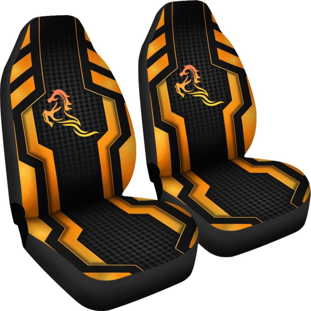 Black Orange Horse Mustang Metallic Style Printed Car Accessories Car Seat Covers