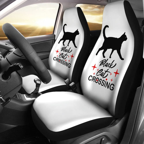 Black Cat Crossing Car Seat Covers