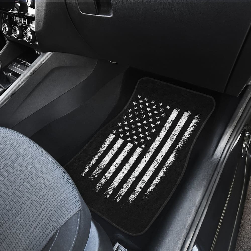 Black Grunge American Flag Patriotic Car Floor Mats