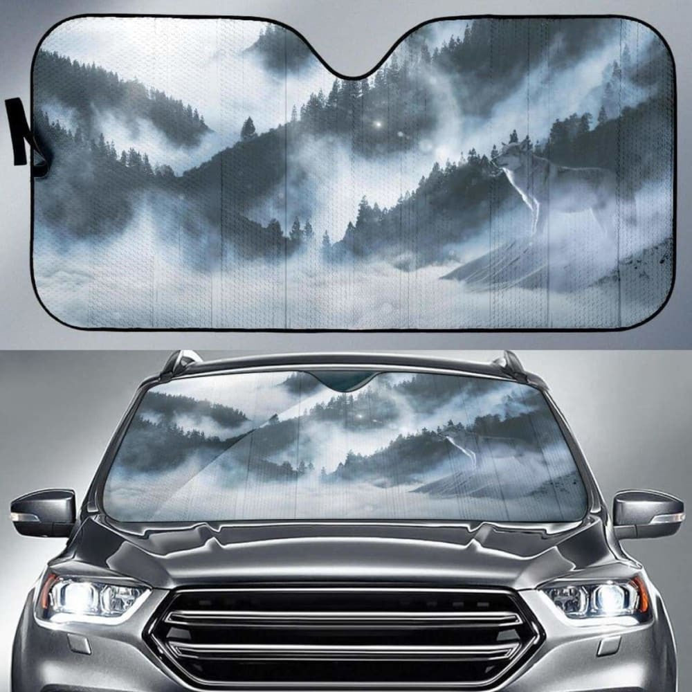 Arctic Wolf White Wolf Winter MountainsK Car Sun Shade