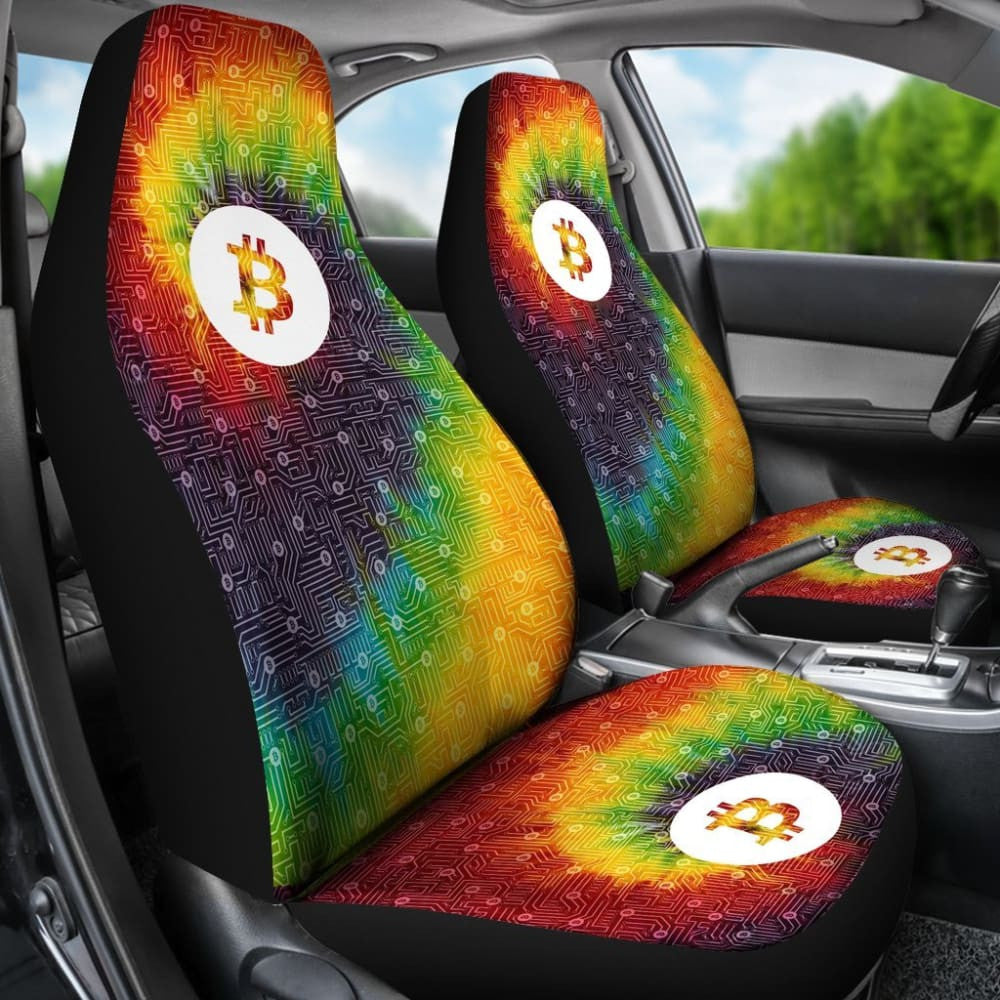 Bitcoin Circuit Board Car Seat Covers - Tie Dye