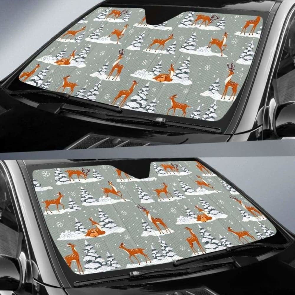 Beautiful Deers Winter Christmas Car Auto Sun Shades
