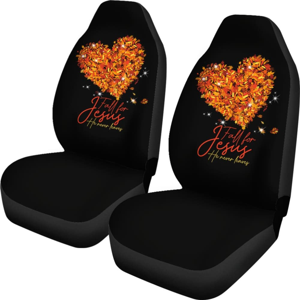 Awesome Fall For Jesus He Never Leaves Car Seat Covers