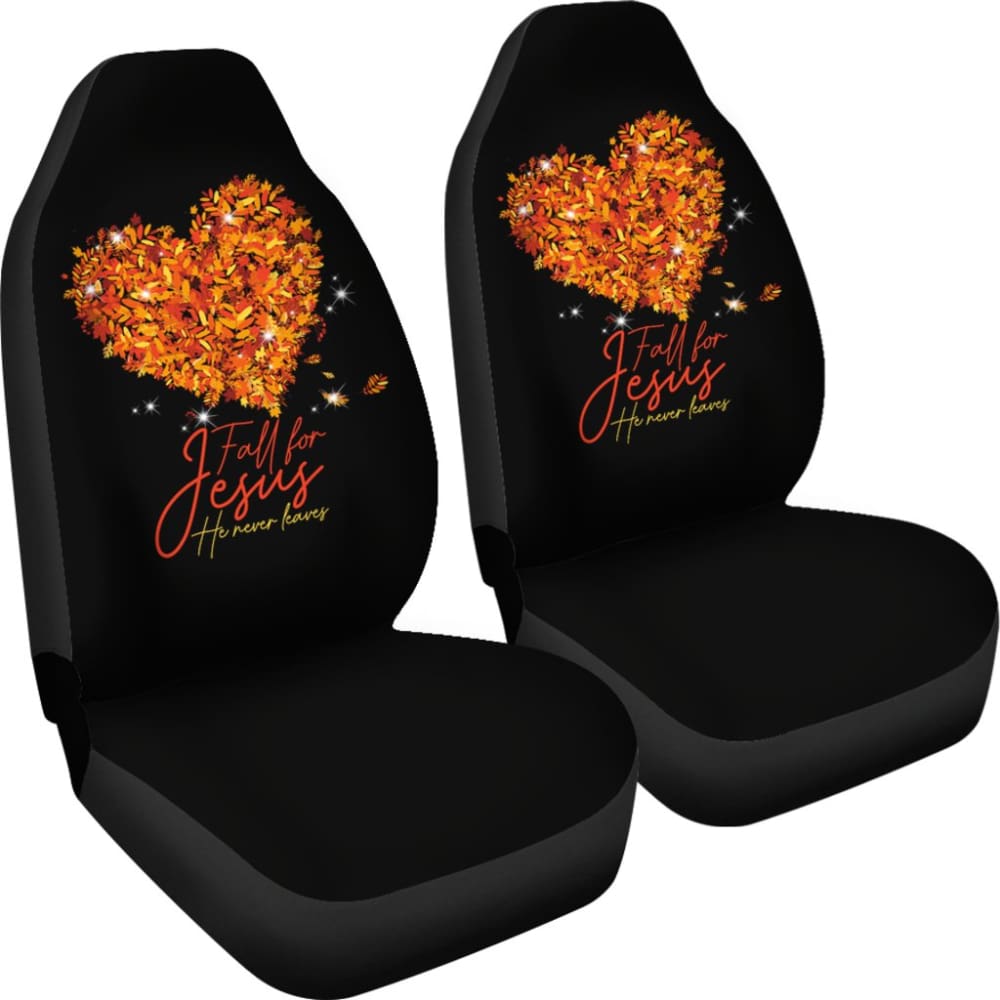 Awesome Fall For Jesus He Never Leaves Car Seat Covers