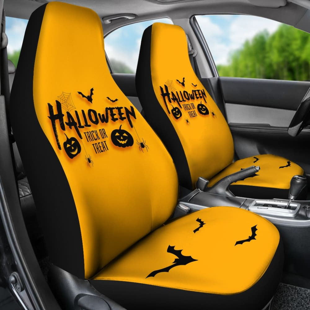 Black Orange Trick or Treat Halloween Car Seat Covers