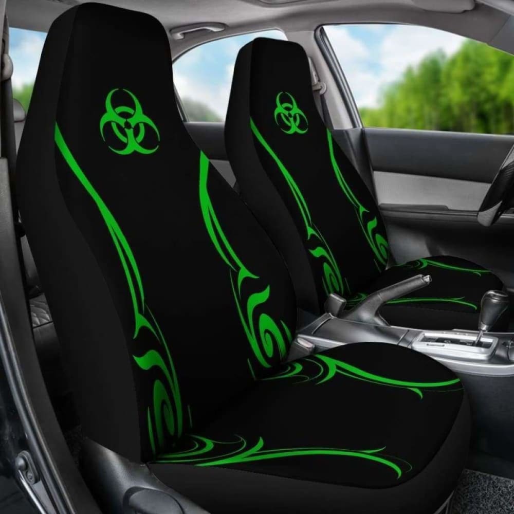 Black & Neon Green Biohazard Car Seat Covers