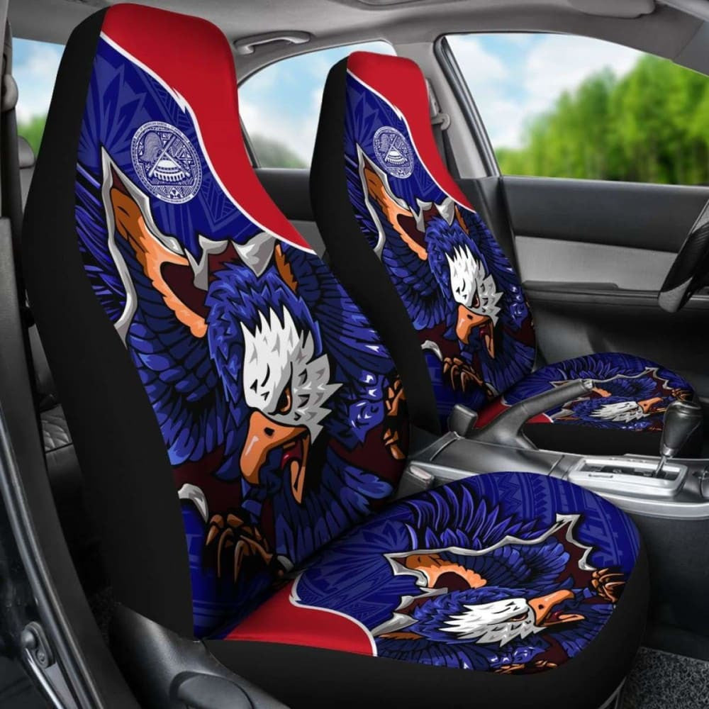 American Samoa Car Seat Covers - Eagle Style Polynesian Patterns -