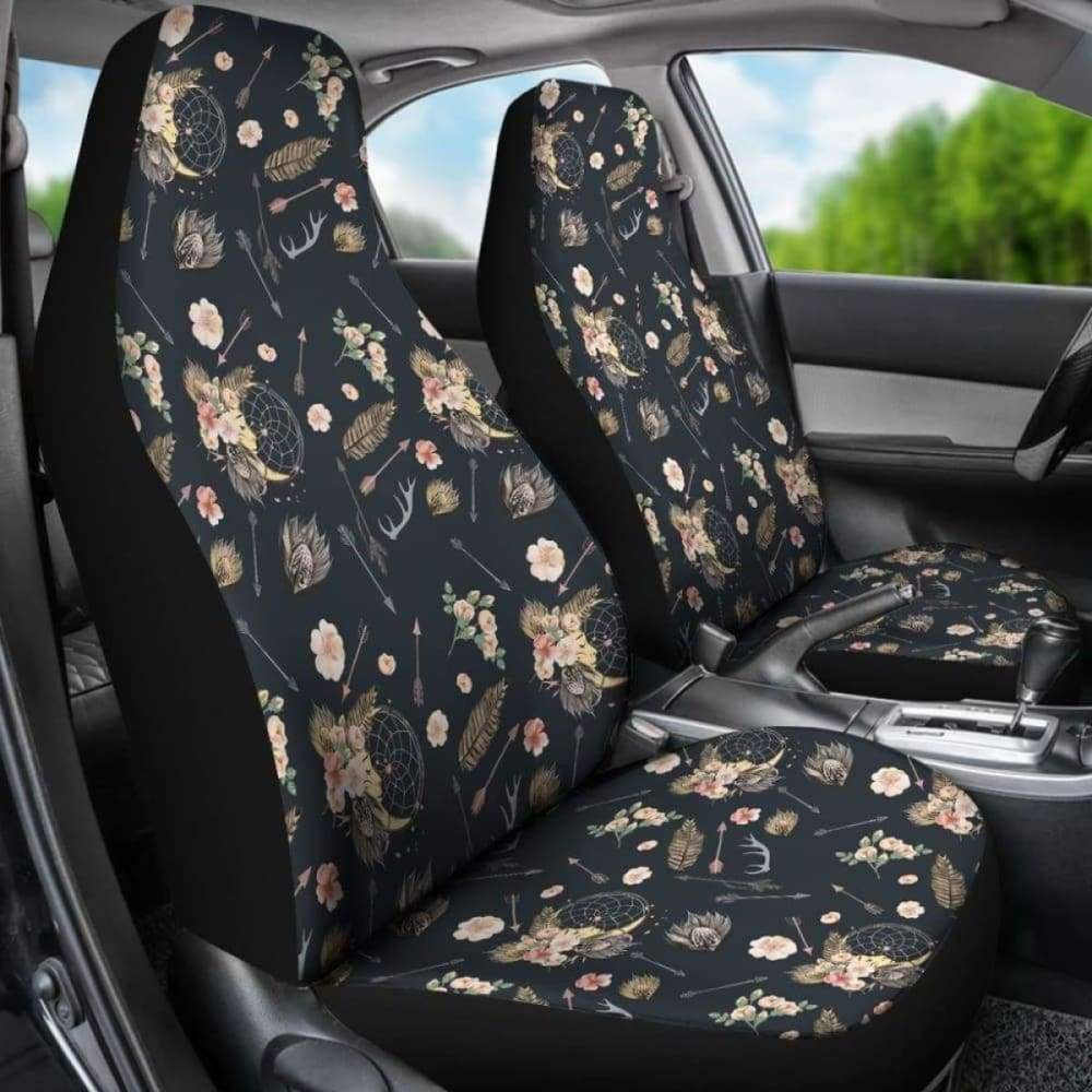 Black With Boho Dreamcatcher Pattern Car Seat Covers