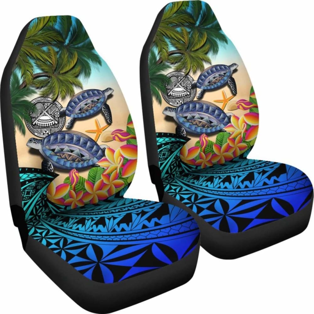 American Samoa Car Seat Covers - Polynesian Turtle Coconut Tree And Plumeria Amazing