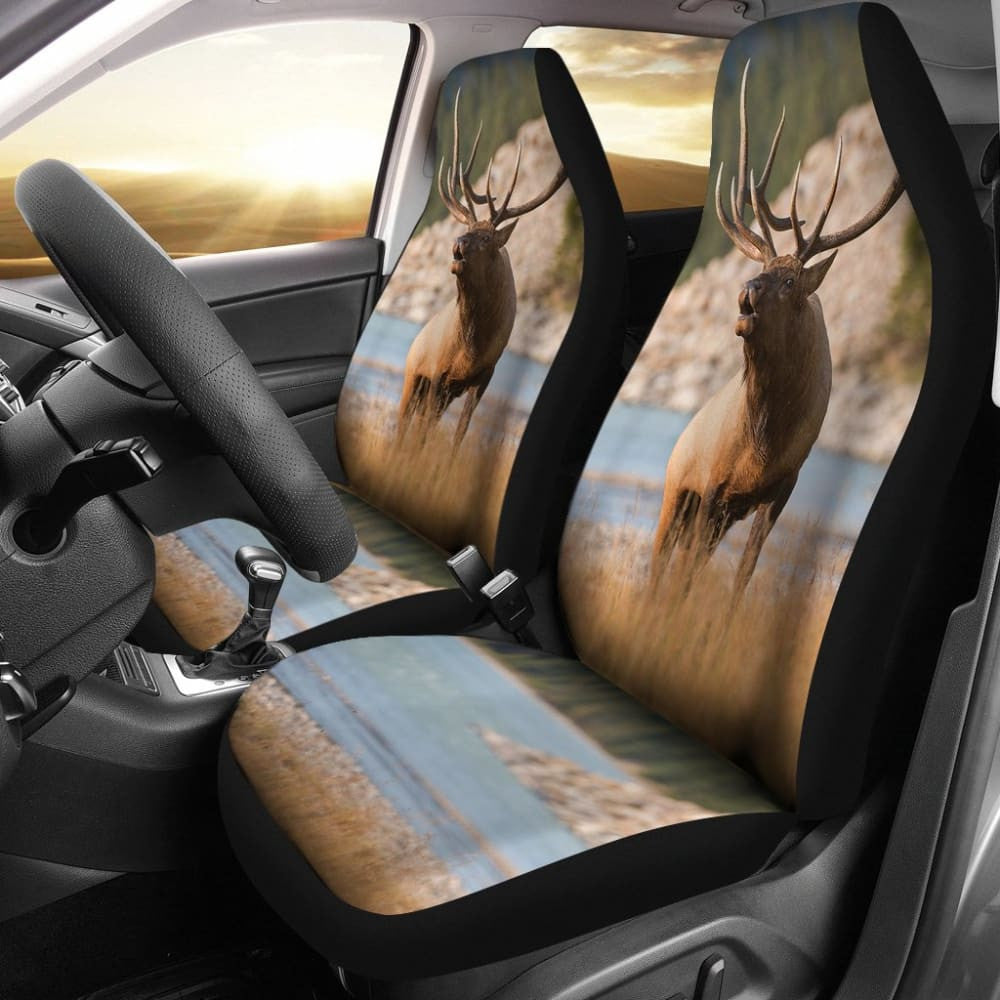 Beautiful Elk on River Car Seat Cover