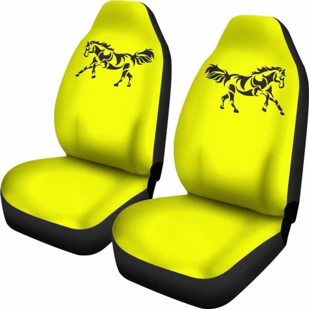 Black Horse Silhouette Yellow Seat Covers