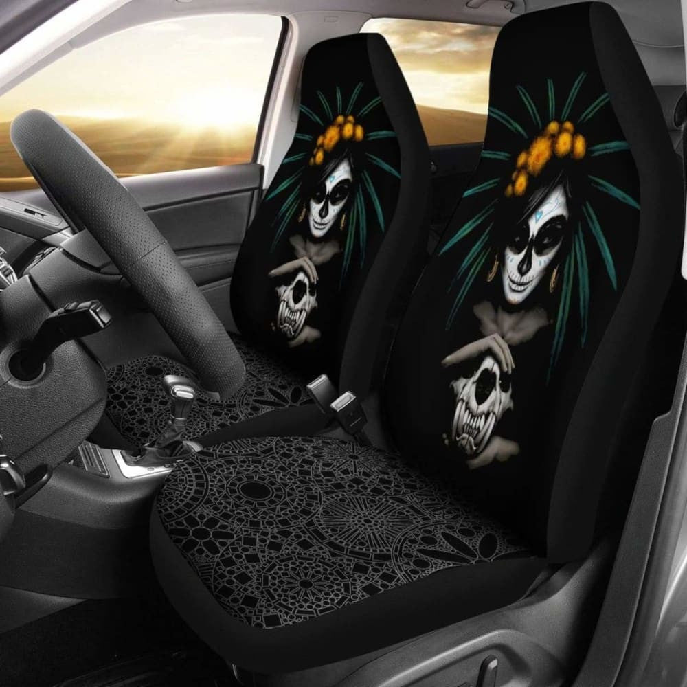 Black Sugar Skull Car Seat Covers Amazing