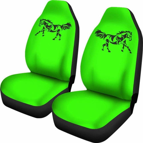 Black Horse Silhouette Lime Green Seat Covers