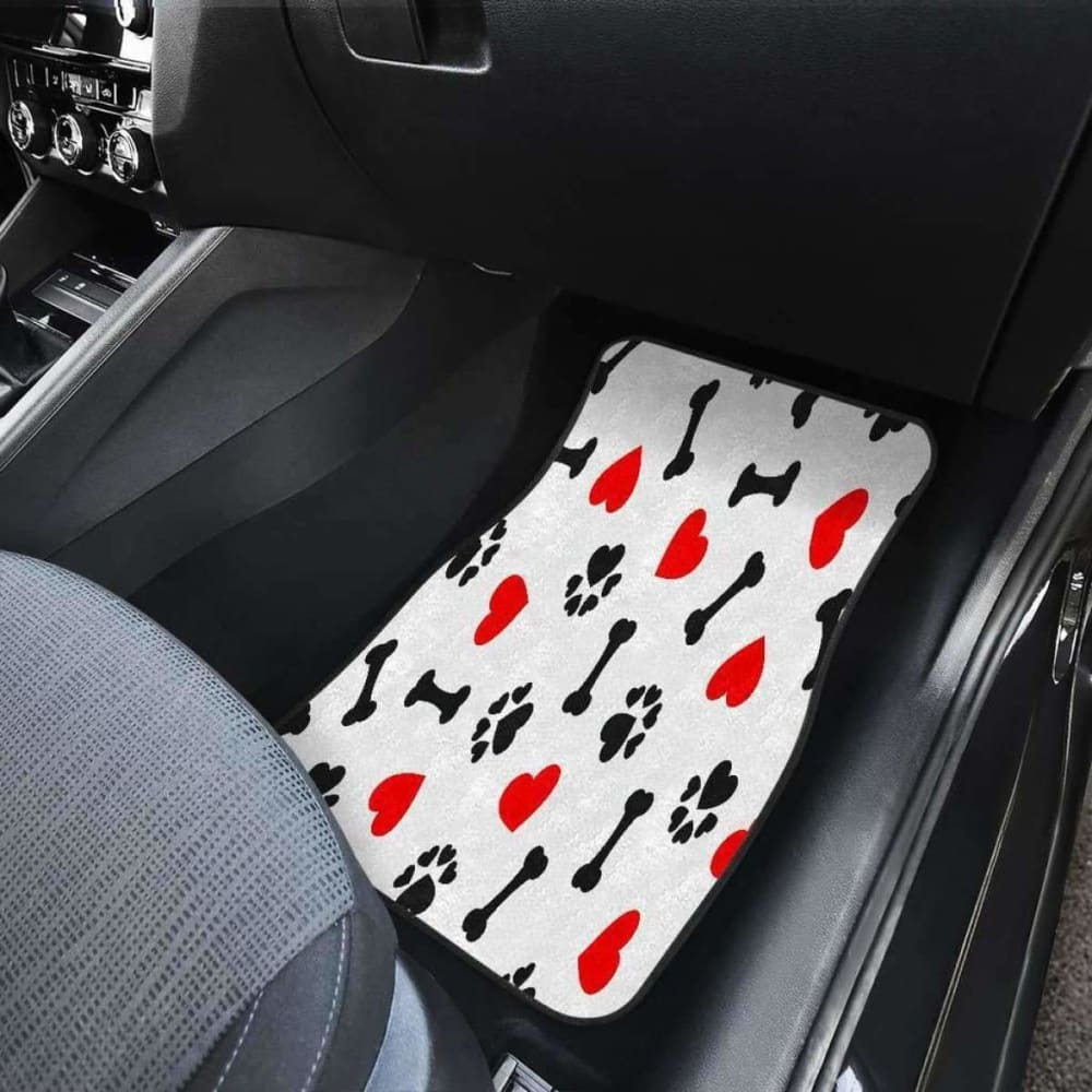 Dog Paw Bones Heart Front And Back Car Mats