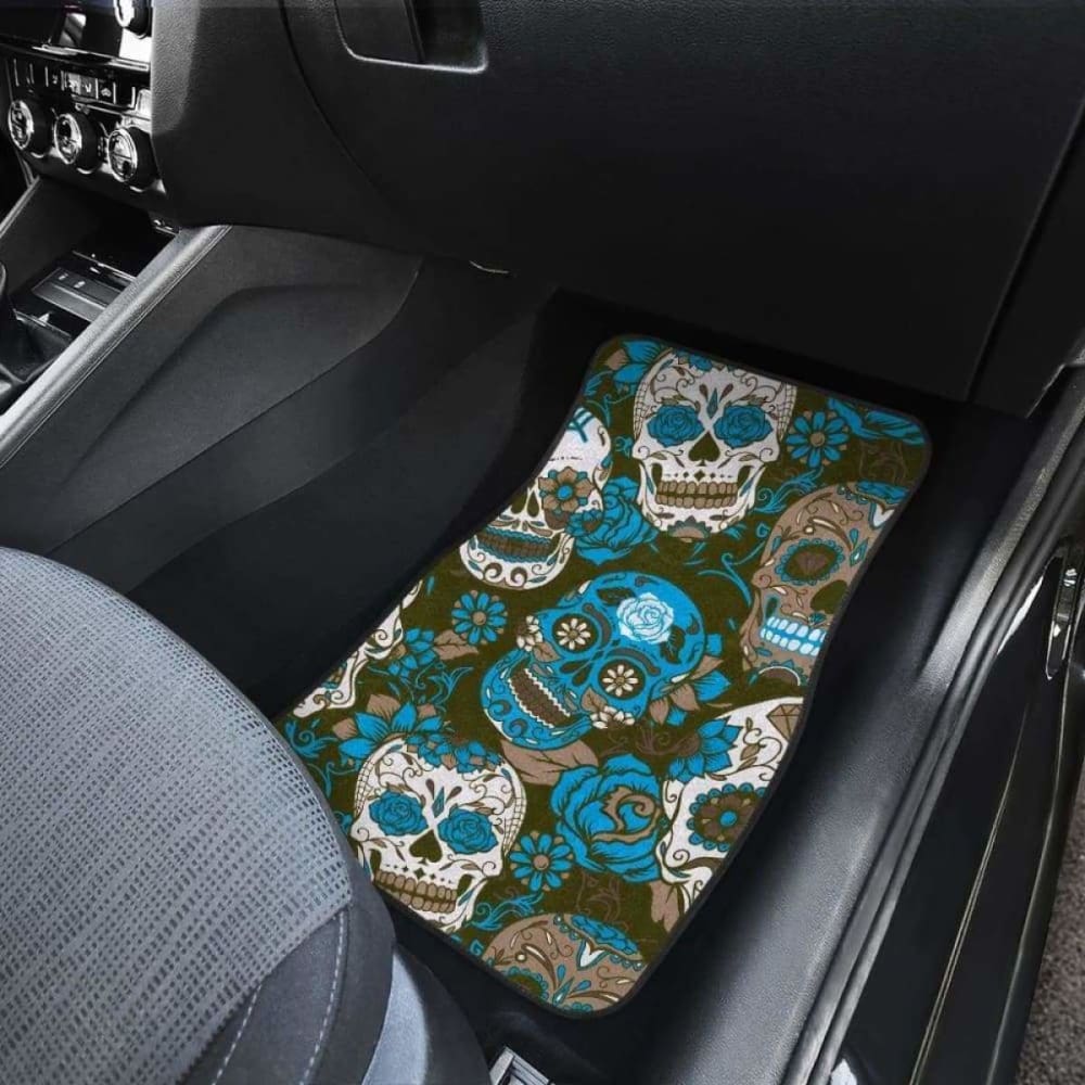 Gretta Skully Car Mats - Sugar Skull - Light Blue
