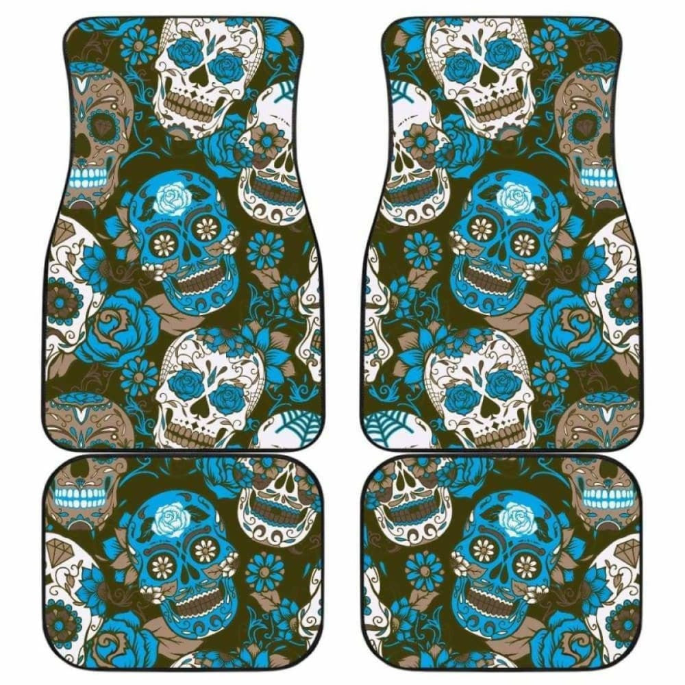 Gretta Skully Car Mats - Sugar Skull - Light Blue