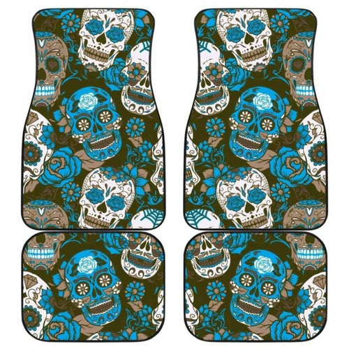 Gretta Skully Car Mats - Sugar Skull - Light Blue