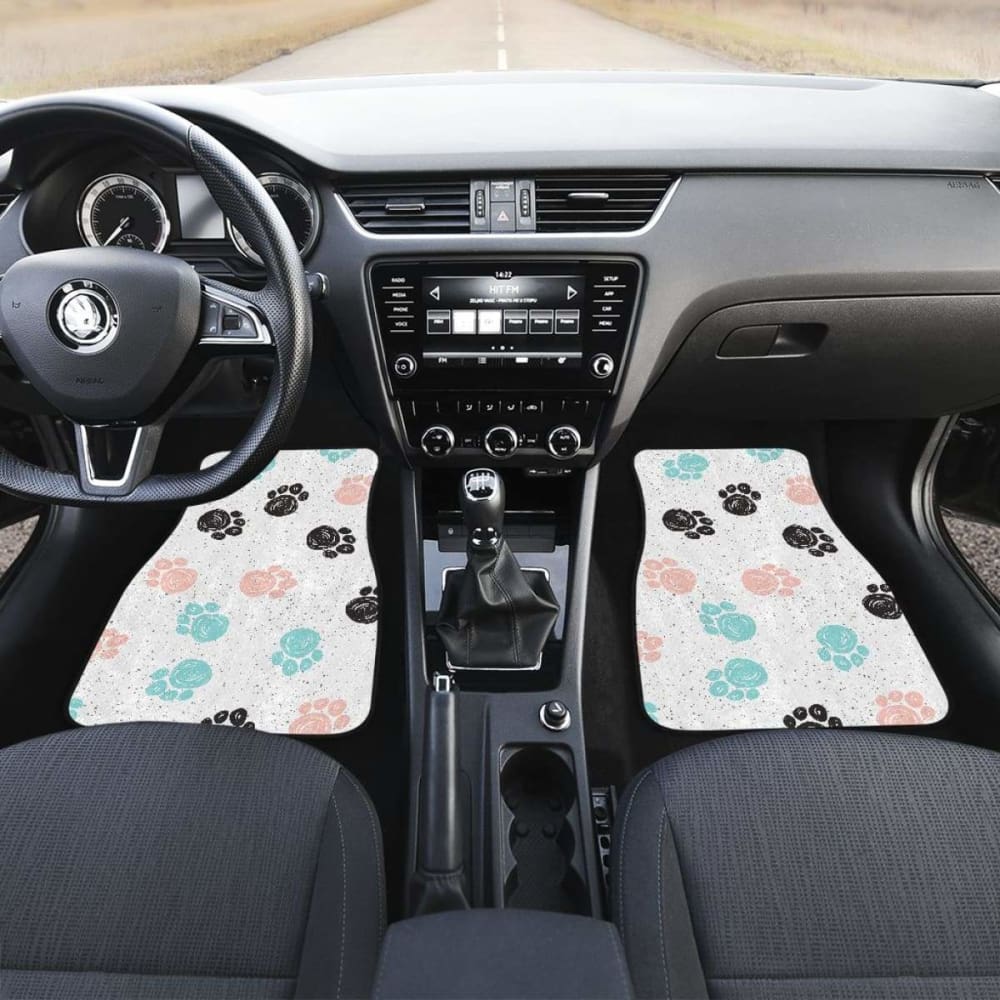 Dog Paws Pattern Print Design Front And Back Car Mats