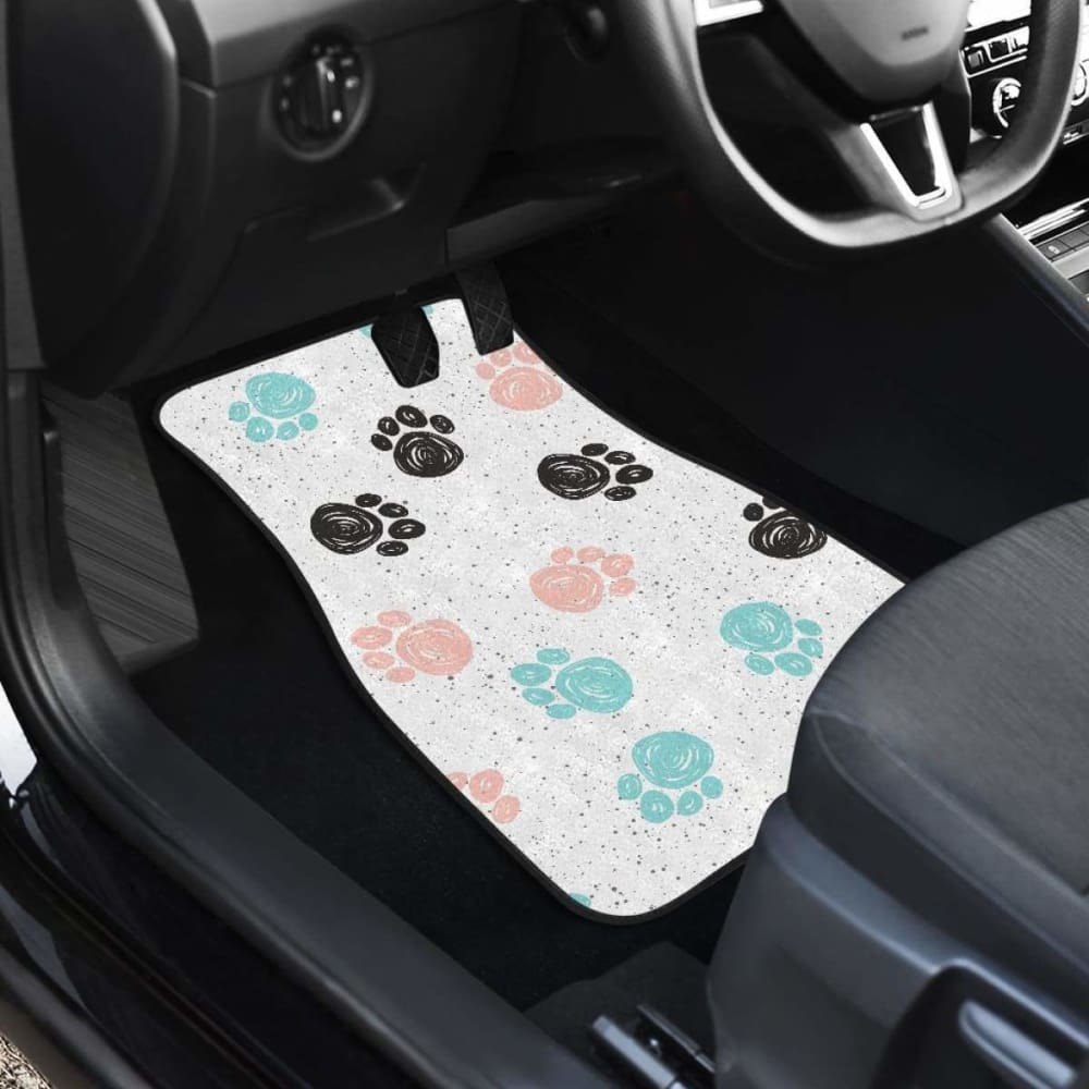 Dog Paws Pattern Print Design Front And Back Car Mats