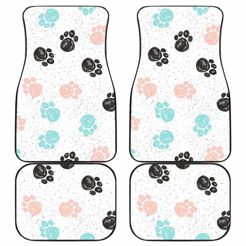Dog Paws Pattern Print Design Front And Back Car Mats