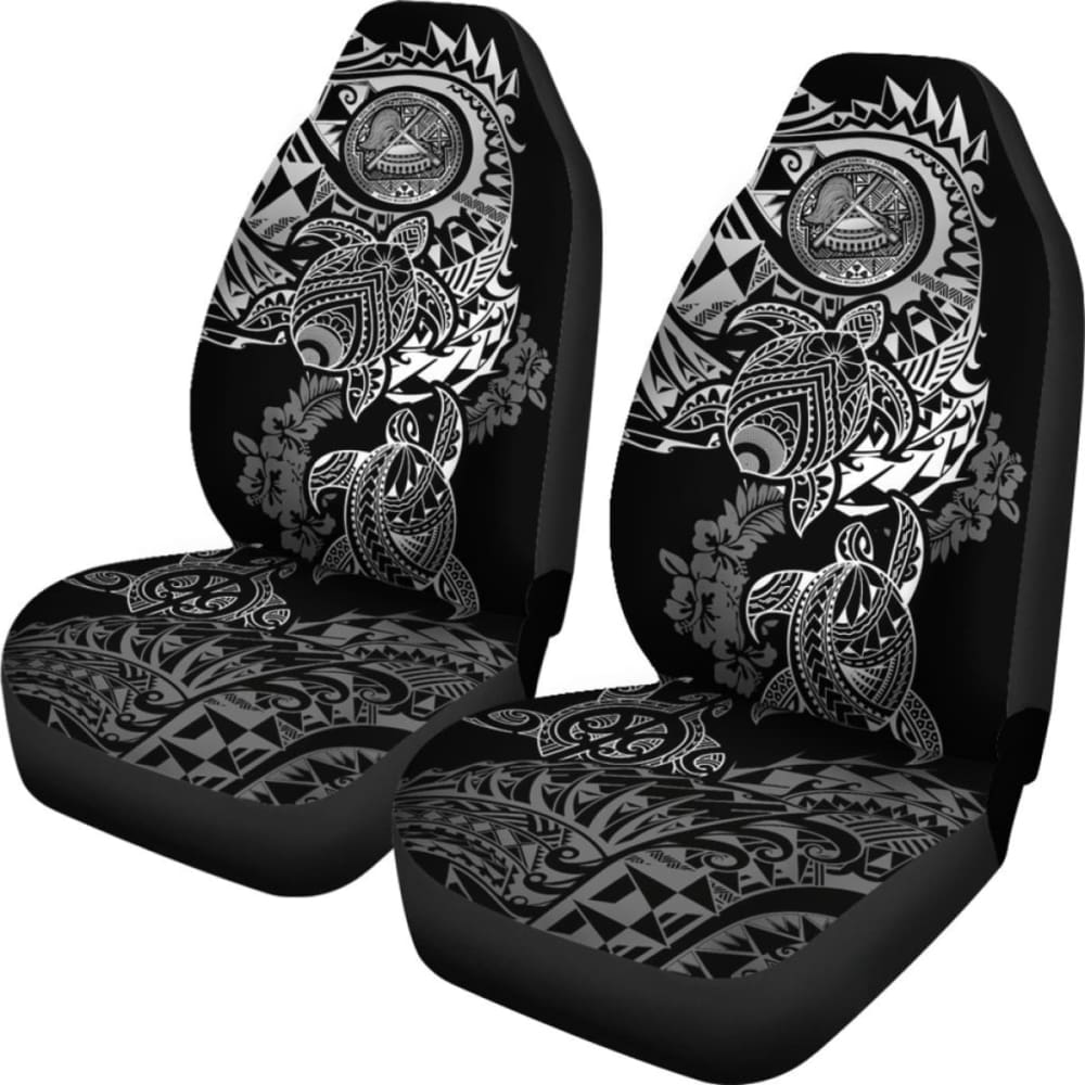 American Samoa Car Seat Covers - American Samoa Seal Turtle Gray Hibiscus Flowing - Amazing