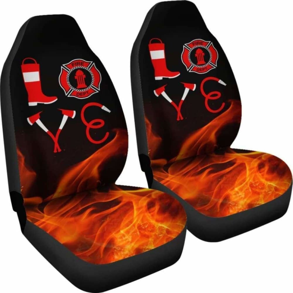 Love Firefighter Car Seat Covers