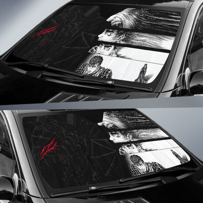 Berserk Anime Car Sunshade - Armor Guts Face Fighting Moments Black White Sun Shade