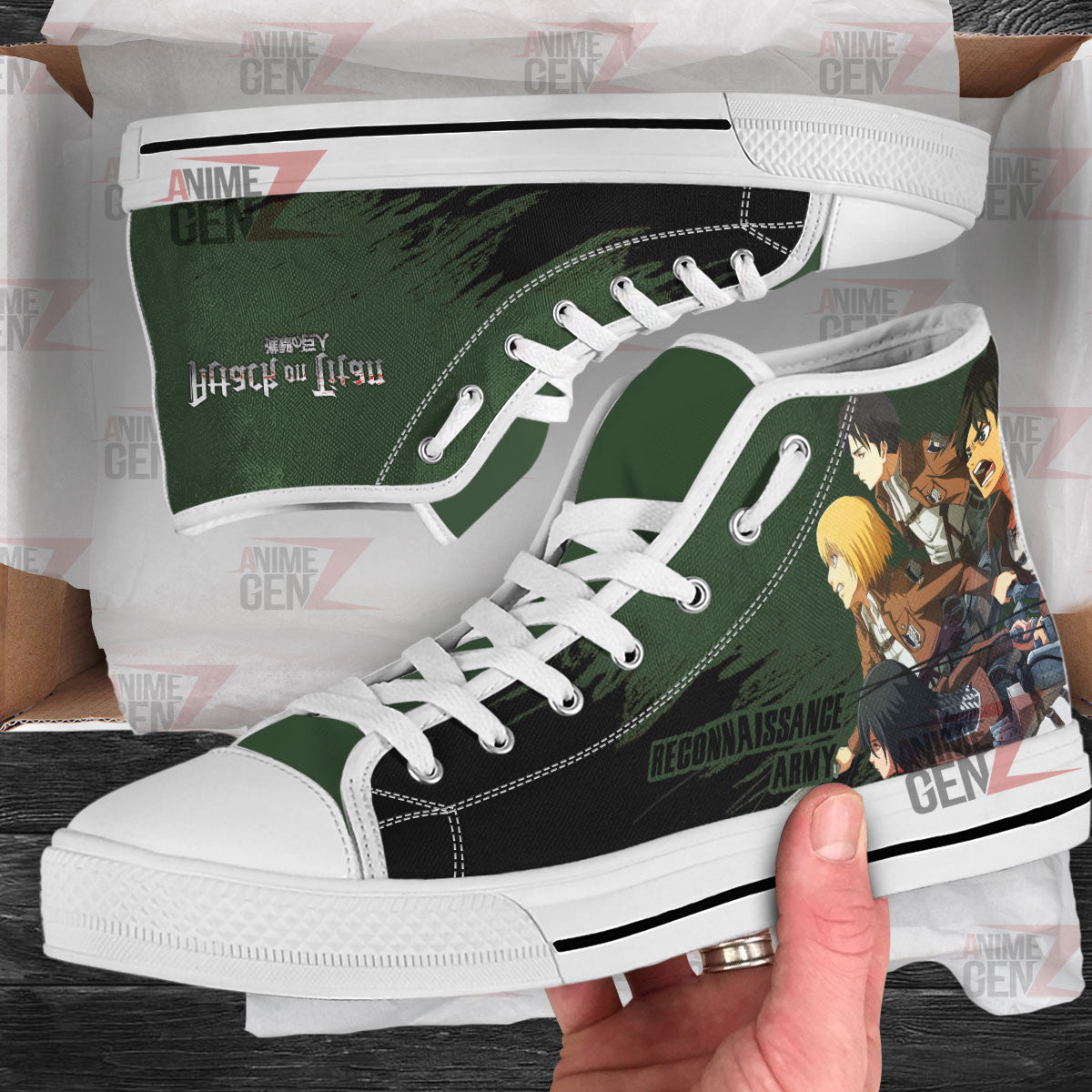 Attack On Titan Reconnaissance Army High Top Shoes Custom Anime Sneakers