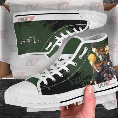 Attack On Titan Reconnaissance Army High Top Shoes Custom Anime Sneakers