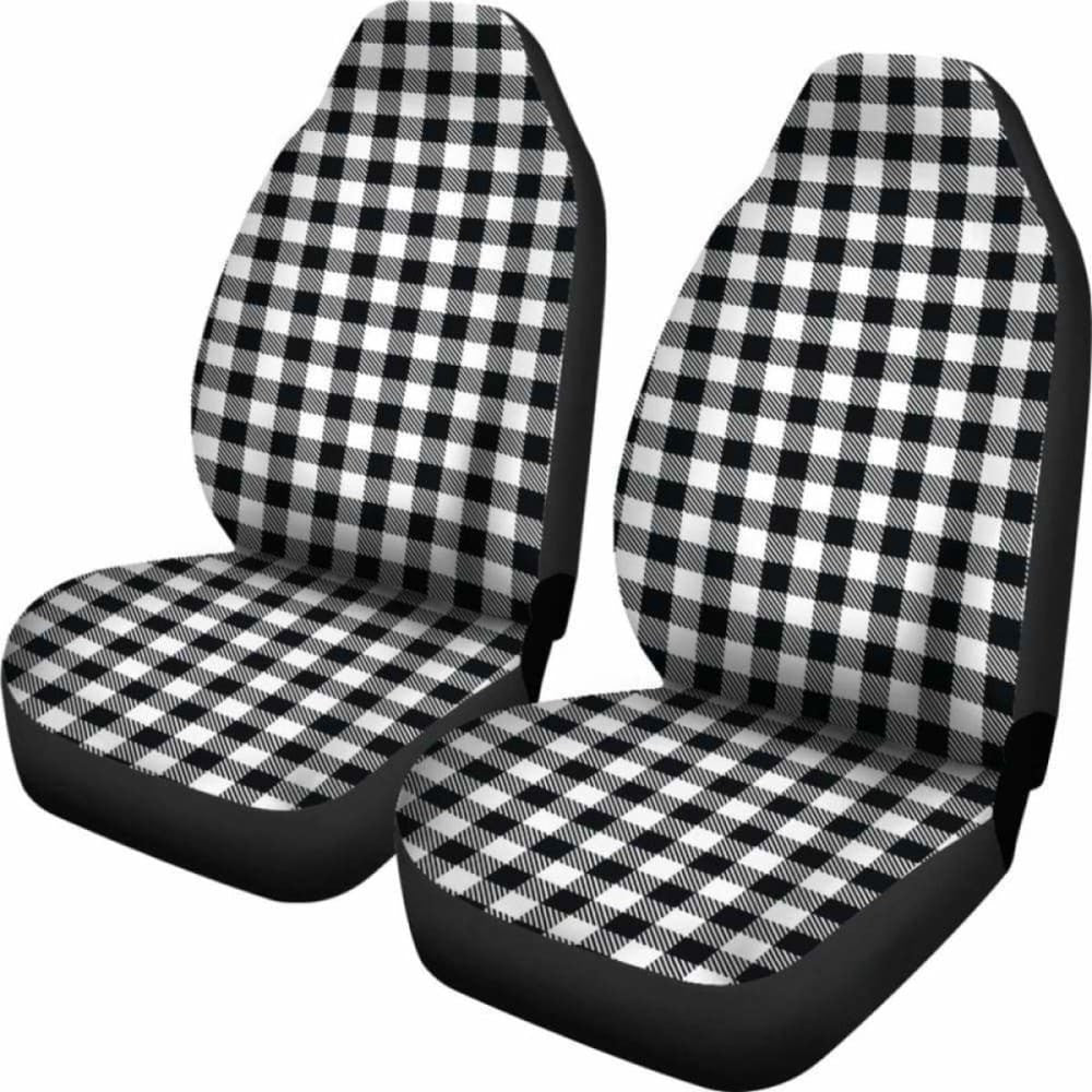 Black White Buffalo Plaid Car Seat Covers