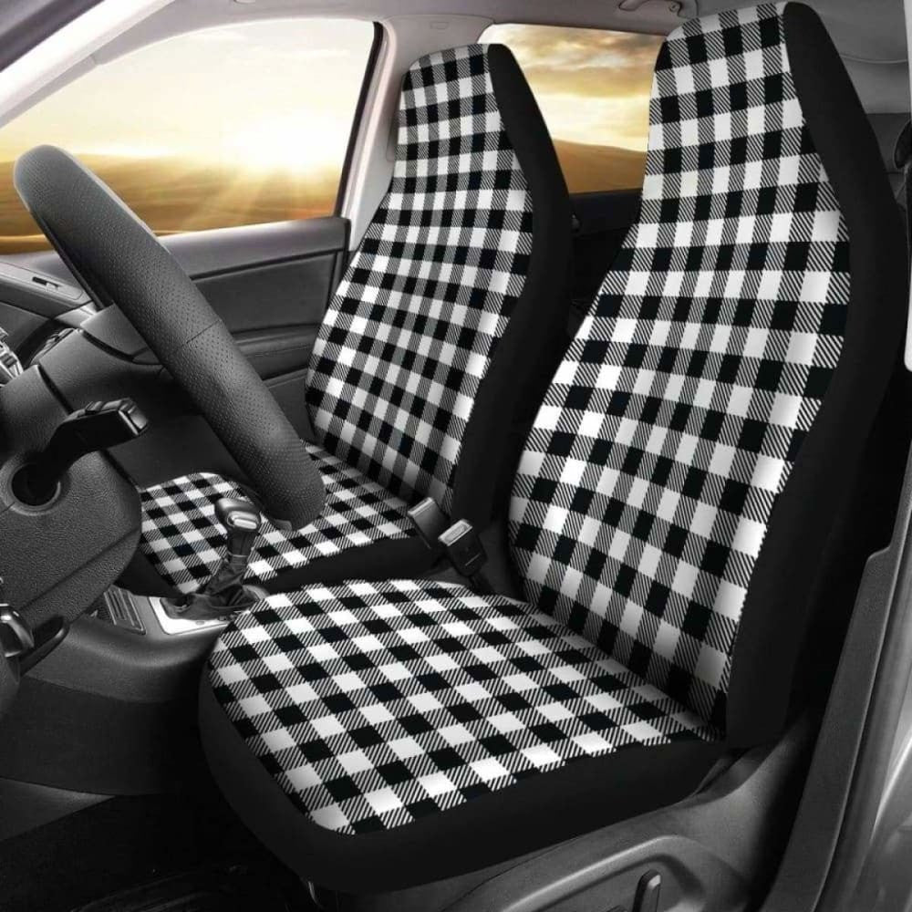 Black White Buffalo Plaid Car Seat Covers