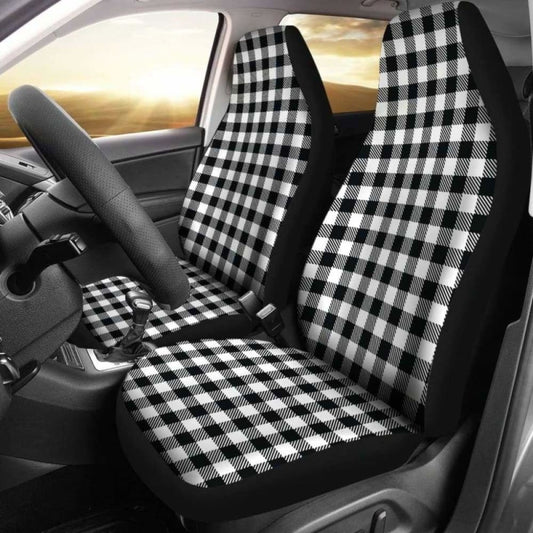 Black White Buffalo Plaid Car Seat Covers
