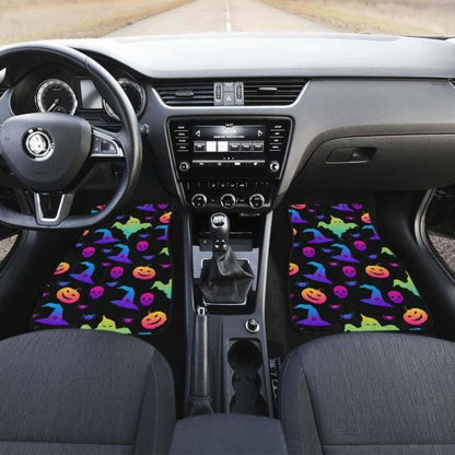 Colorful Halloween Background Front And Back Car Mats