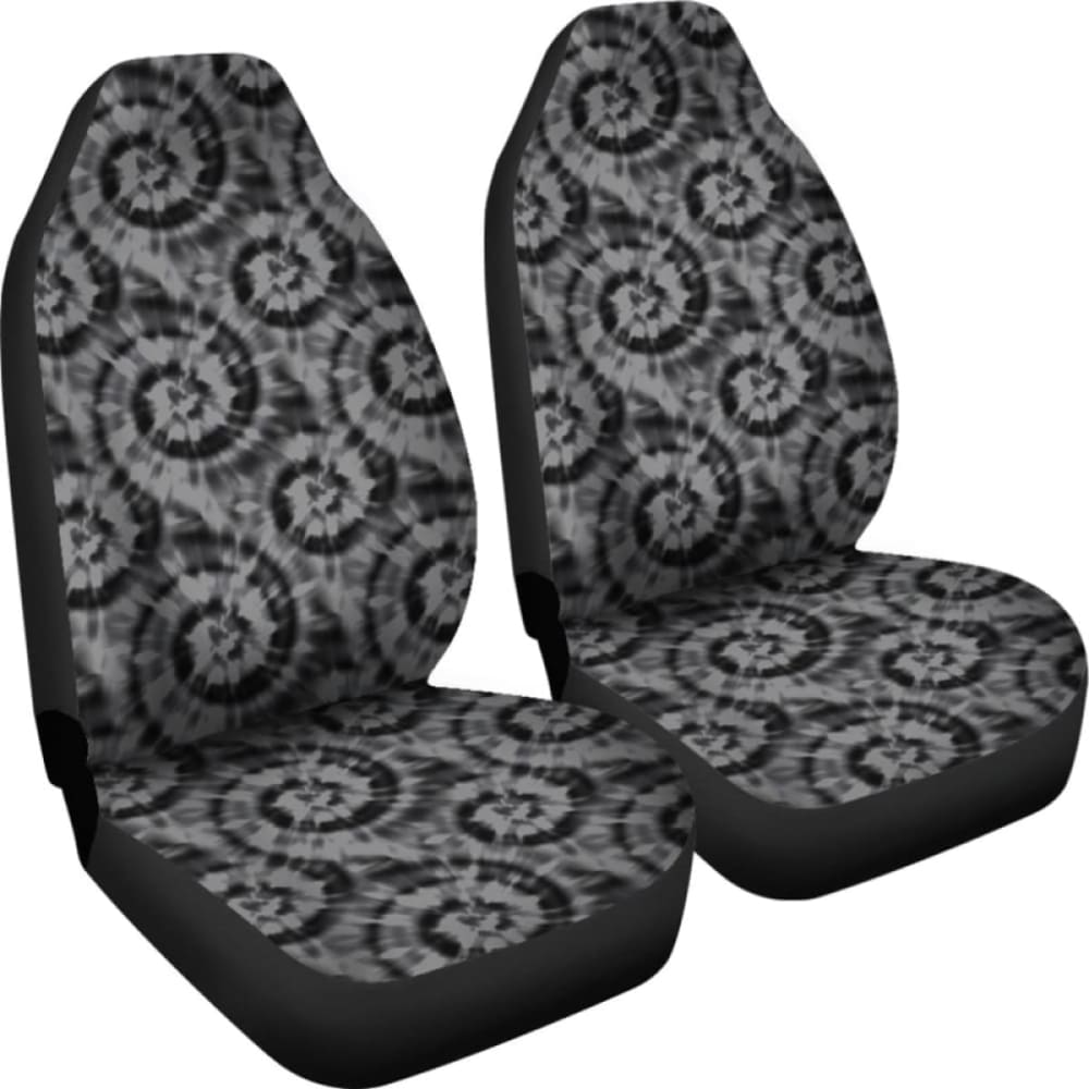 Black And Gray Tie Dye Car Seat Covers Front Seat Protectors