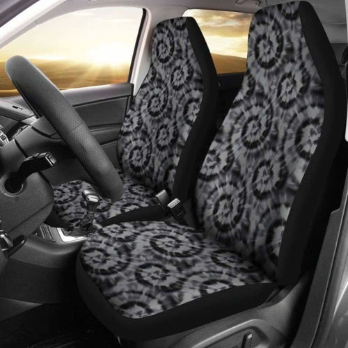 Black And Gray Tie Dye Car Seat Covers Front Seat Protectors