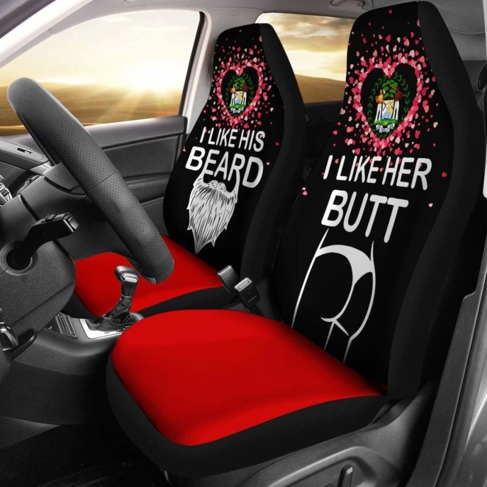 Belize Car Seat Covers Couple Valentine Her Butt - His Beard (Set Of Two)