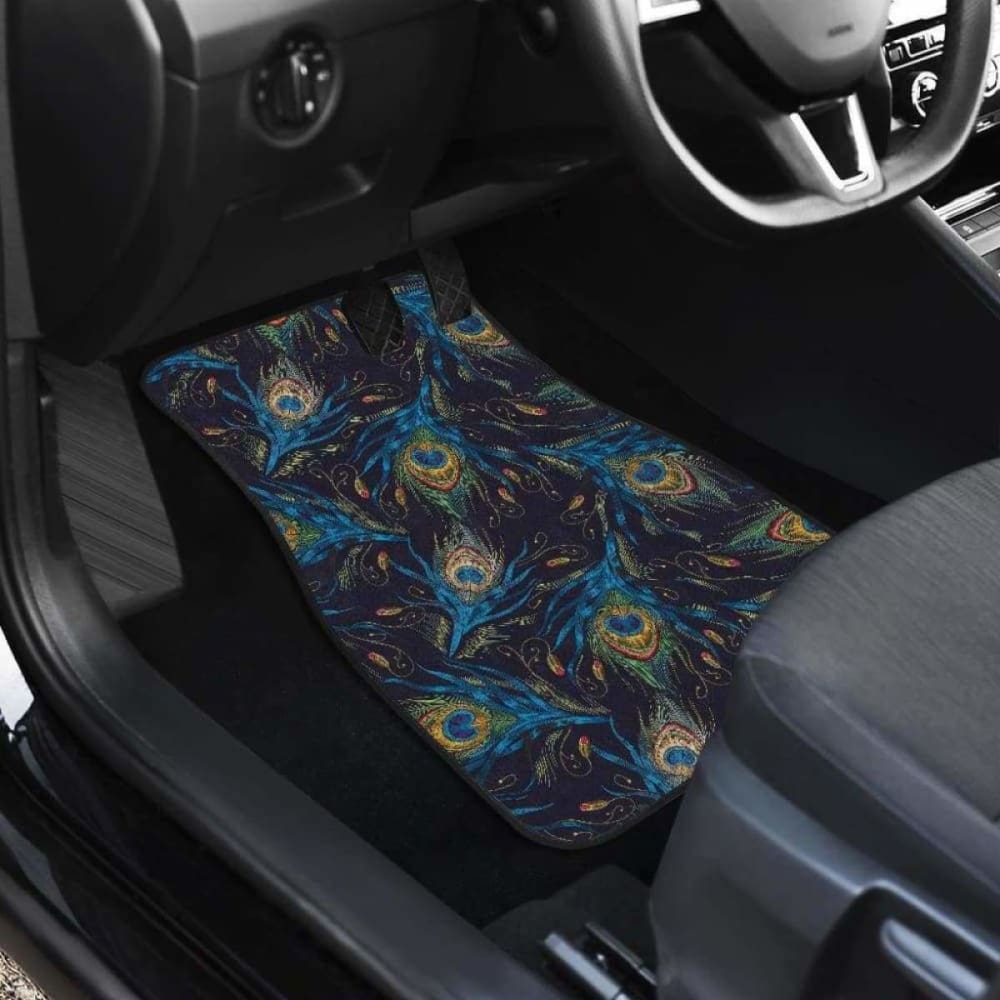 Beautiful Peacock Feather Pattern Front And Back Car Mats