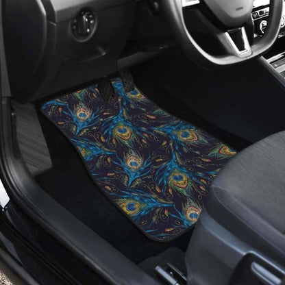 Beautiful Peacock Feather Pattern Front And Back Car Mats