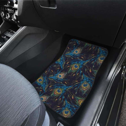 Beautiful Peacock Feather Pattern Front And Back Car Mats