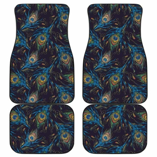 Beautiful Peacock Feather Pattern Front And Back Car Mats