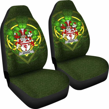 Bergin Or O'Bergin \bIreland Car Seat Cover Celtic Shamrock ( Set Of Two)