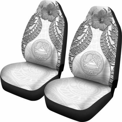American Samoa Polynesian Car Seat Covers Pride Seal And Hibiscus White -