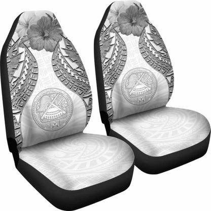 American Samoa Polynesian Car Seat Covers Pride Seal And Hibiscus White -