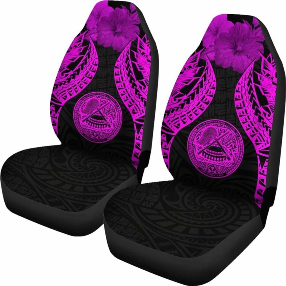 American Samoa Polynesian Car Seat Covers Pride Seal And Hibiscus Pink -
