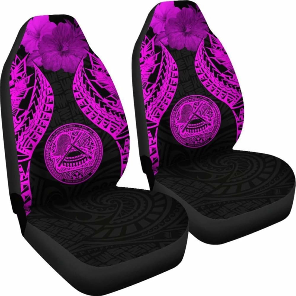 American Samoa Polynesian Car Seat Covers Pride Seal And Hibiscus Pink -