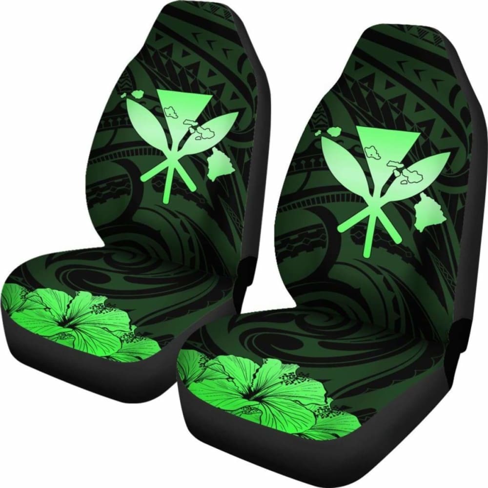 Hawaiian Kanaka Car Seat Covers Hibiscus Polynesian Love Green